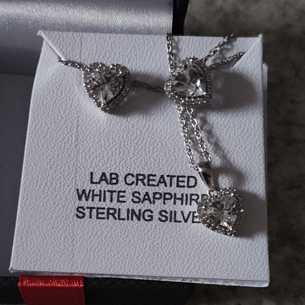 Elegant Silver and White Necklace with Lab-Created Sapphires